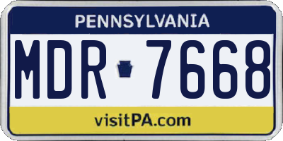 PA license plate MDR7668