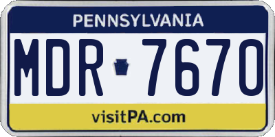 PA license plate MDR7670