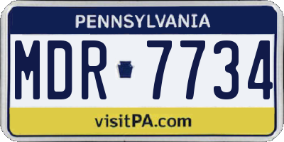 PA license plate MDR7734