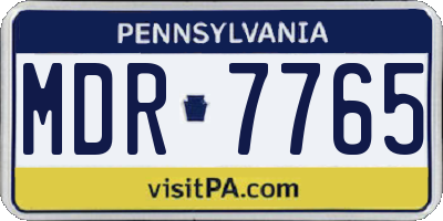 PA license plate MDR7765
