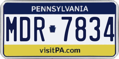 PA license plate MDR7834