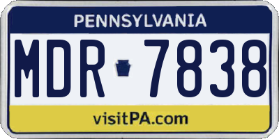 PA license plate MDR7838