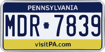 PA license plate MDR7839