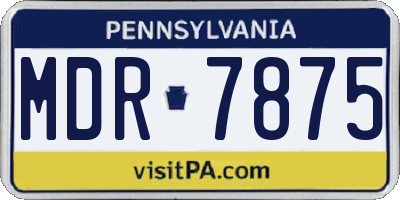 PA license plate MDR7875