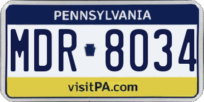 PA license plate MDR8034