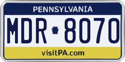 PA license plate MDR8070