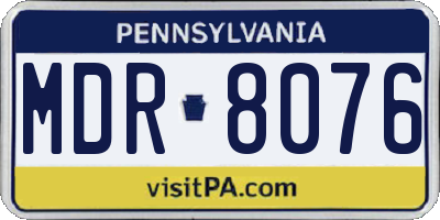 PA license plate MDR8076