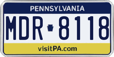 PA license plate MDR8118