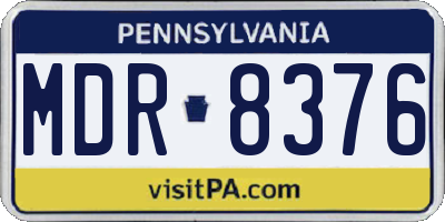 PA license plate MDR8376