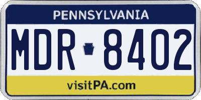 PA license plate MDR8402