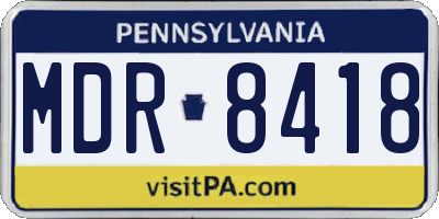 PA license plate MDR8418
