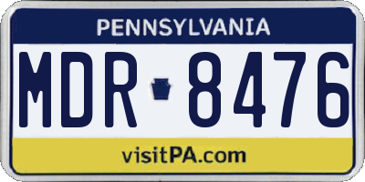 PA license plate MDR8476
