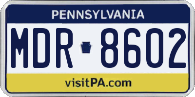 PA license plate MDR8602