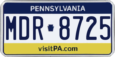 PA license plate MDR8725