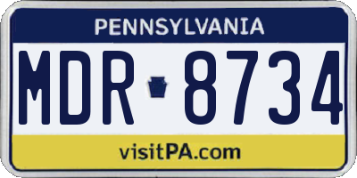 PA license plate MDR8734
