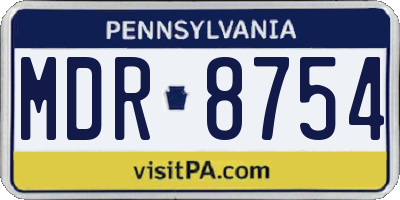 PA license plate MDR8754