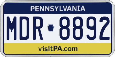 PA license plate MDR8892