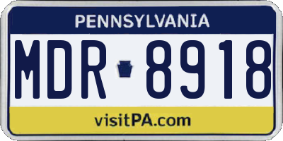PA license plate MDR8918