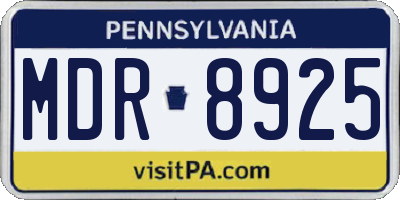 PA license plate MDR8925