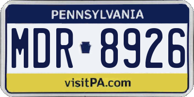 PA license plate MDR8926