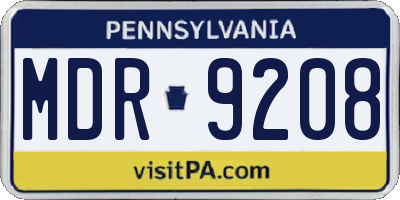 PA license plate MDR9208