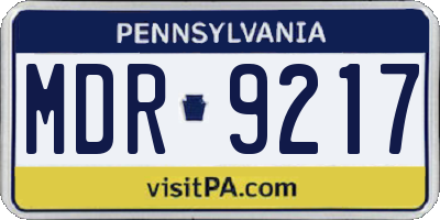 PA license plate MDR9217