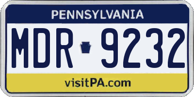 PA license plate MDR9232