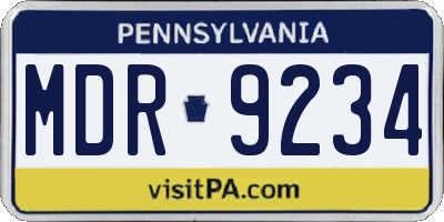 PA license plate MDR9234