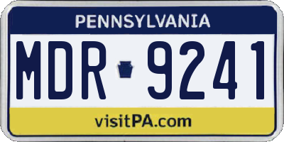 PA license plate MDR9241