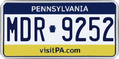 PA license plate MDR9252