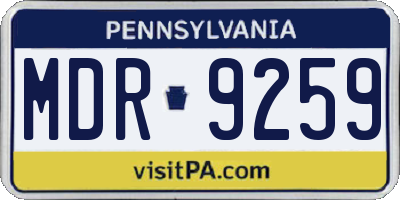 PA license plate MDR9259
