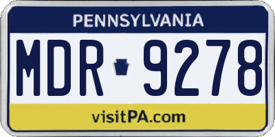 PA license plate MDR9278