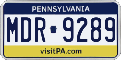 PA license plate MDR9289