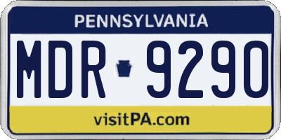 PA license plate MDR9290