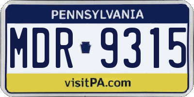 PA license plate MDR9315