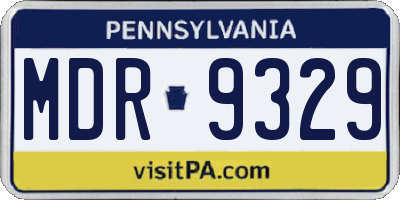 PA license plate MDR9329