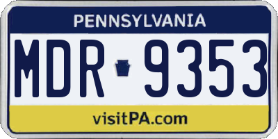 PA license plate MDR9353