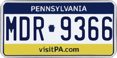 PA license plate MDR9366