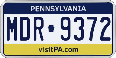 PA license plate MDR9372