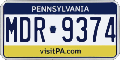 PA license plate MDR9374