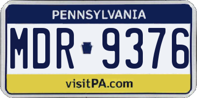 PA license plate MDR9376