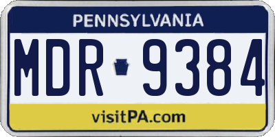 PA license plate MDR9384