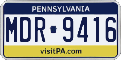 PA license plate MDR9416