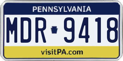 PA license plate MDR9418