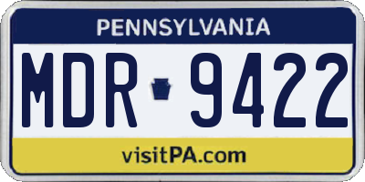 PA license plate MDR9422