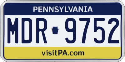 PA license plate MDR9752
