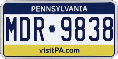 PA license plate MDR9838