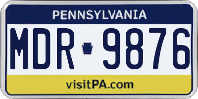 PA license plate MDR9876