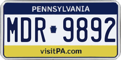 PA license plate MDR9892