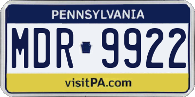 PA license plate MDR9922